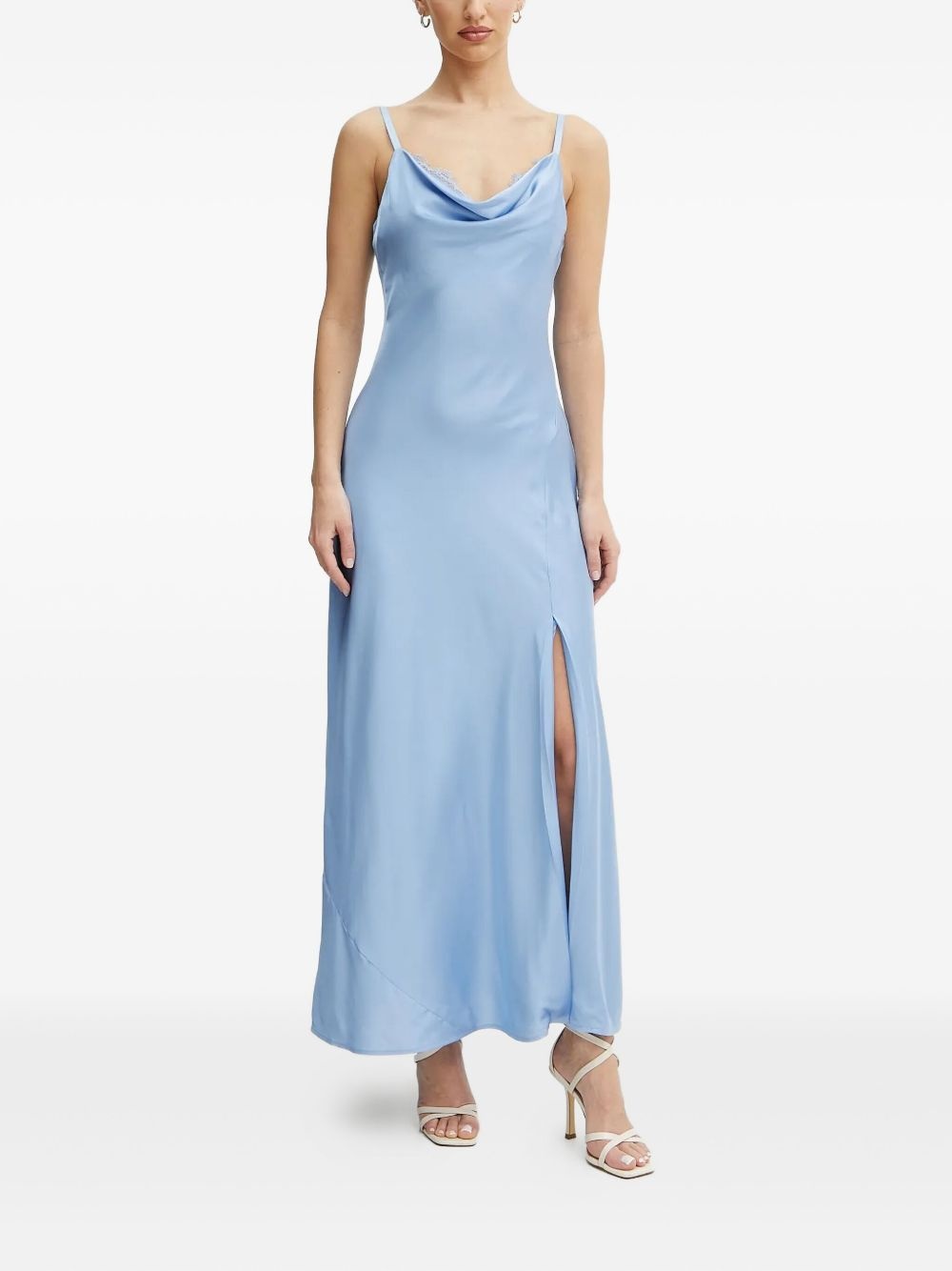 lace-trimmed maxi slip dress - 1
