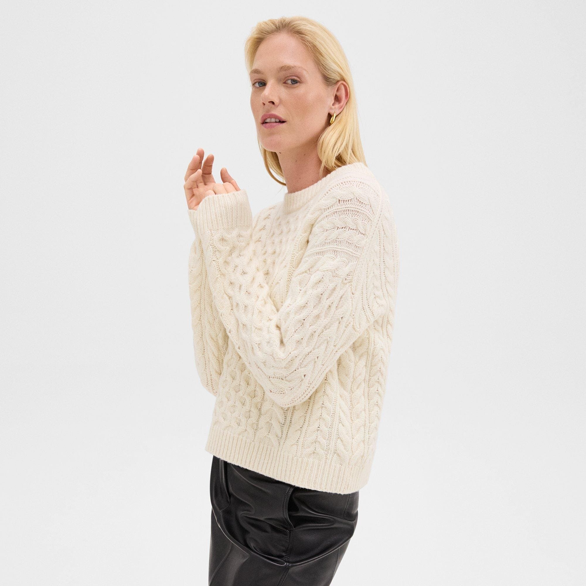 Cable Knit Sweater in Felted Wool-Cashmere - 3