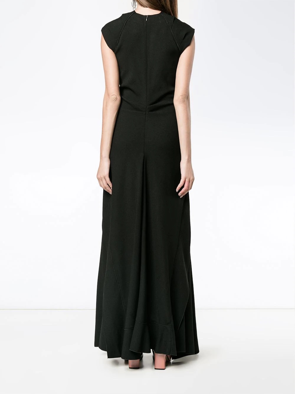 sleeveless cross-over long dress - 4