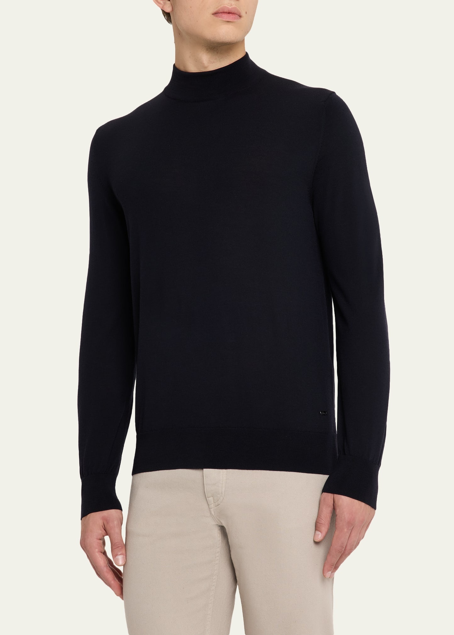 Men's 18gg Wool Mock Neck Sweater - 4