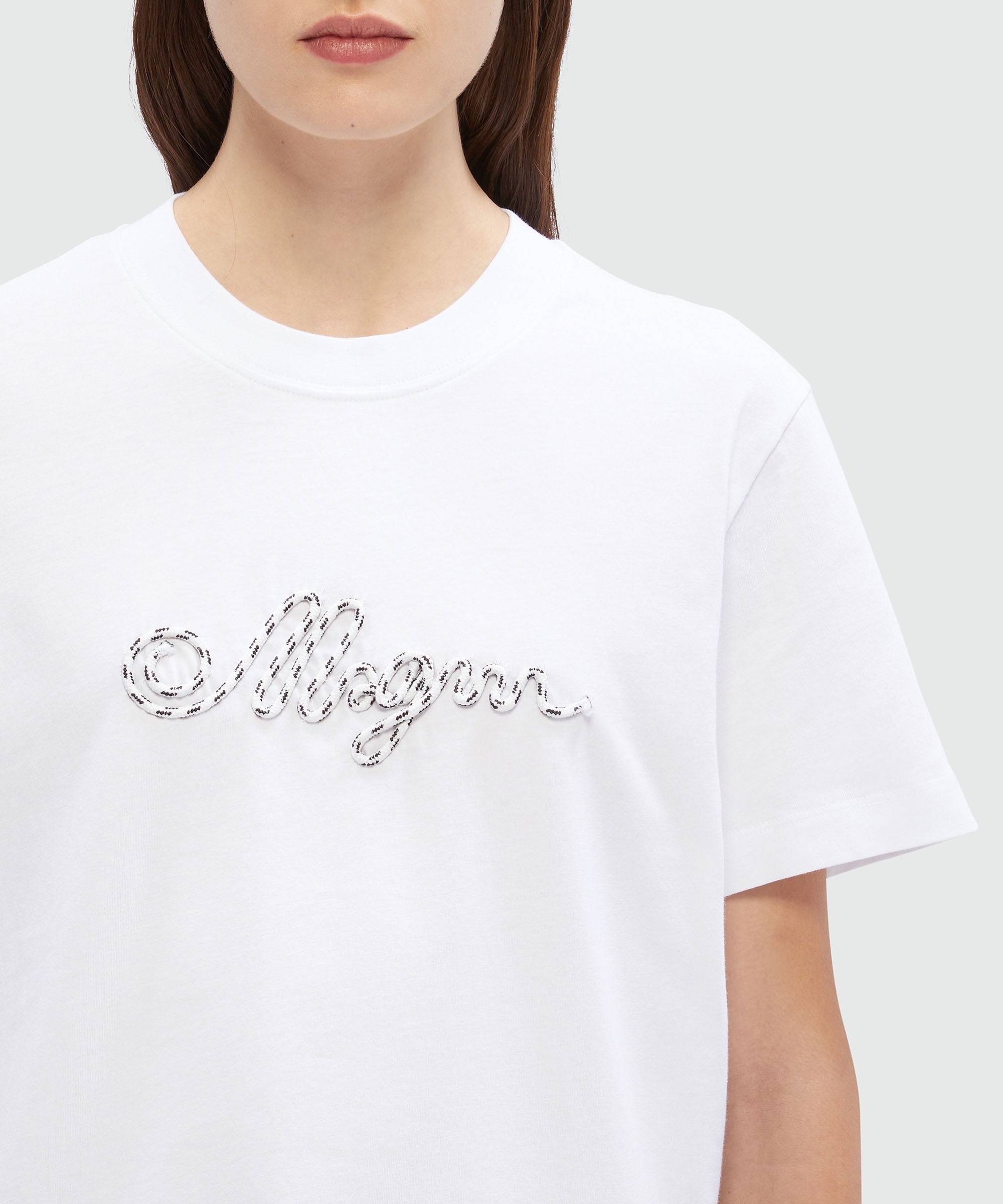 White cotton T-Shirt with rope MSGM logo - 5