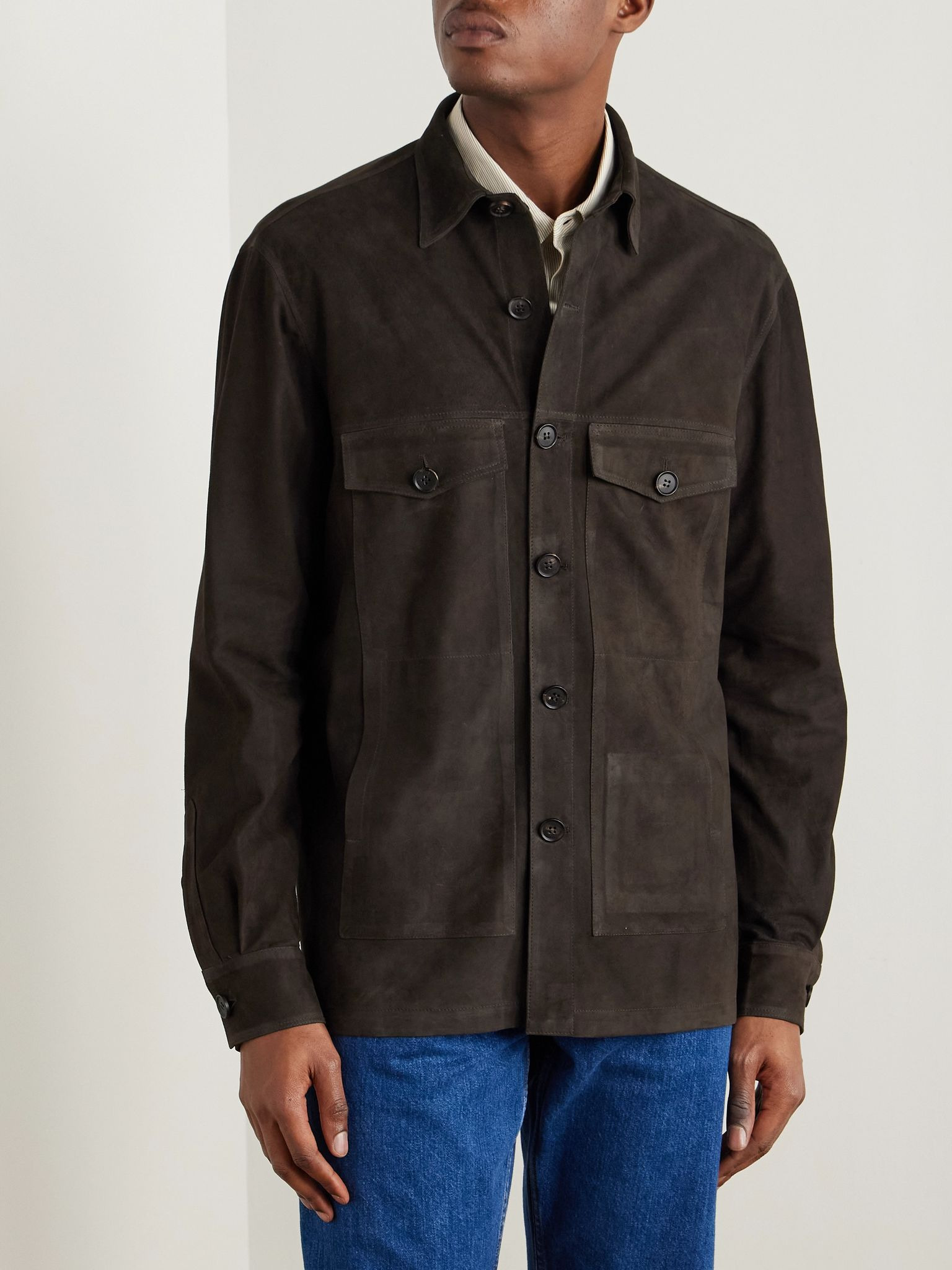 Suede Overshirt Dark brown - 3