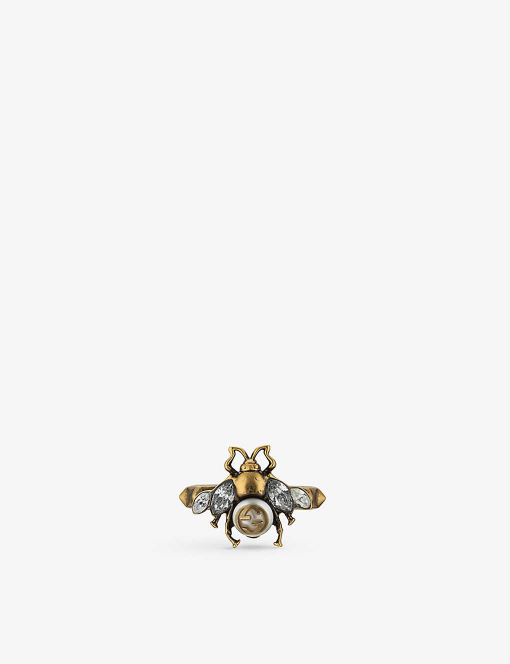 Bee crystal-embellished gold-tone ring - 2