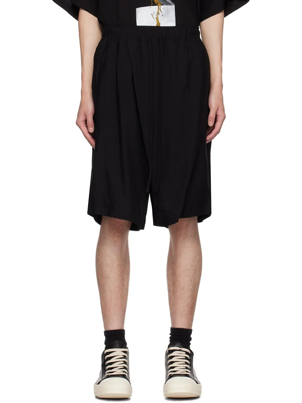 Black Drawstring Shorts - 1