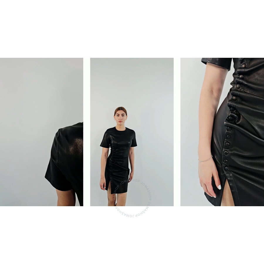 Paco Rabanne Asymmetrical Side Smooth Leather Mini Dress - 3