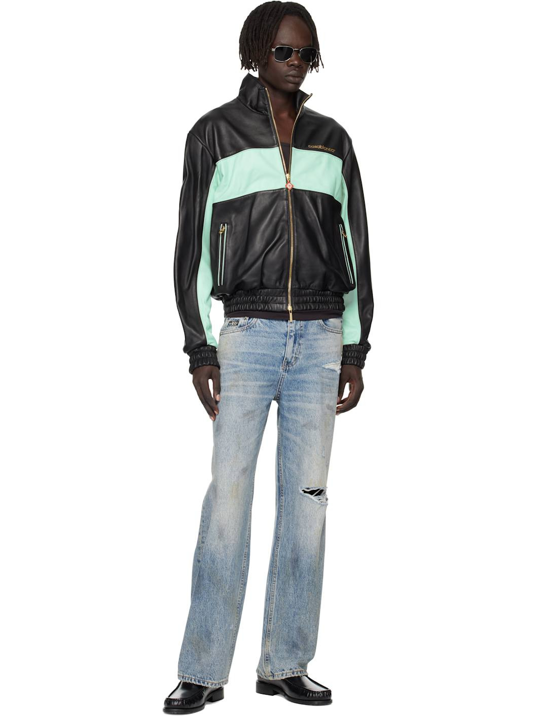 Black Track Leather Jacket - 4