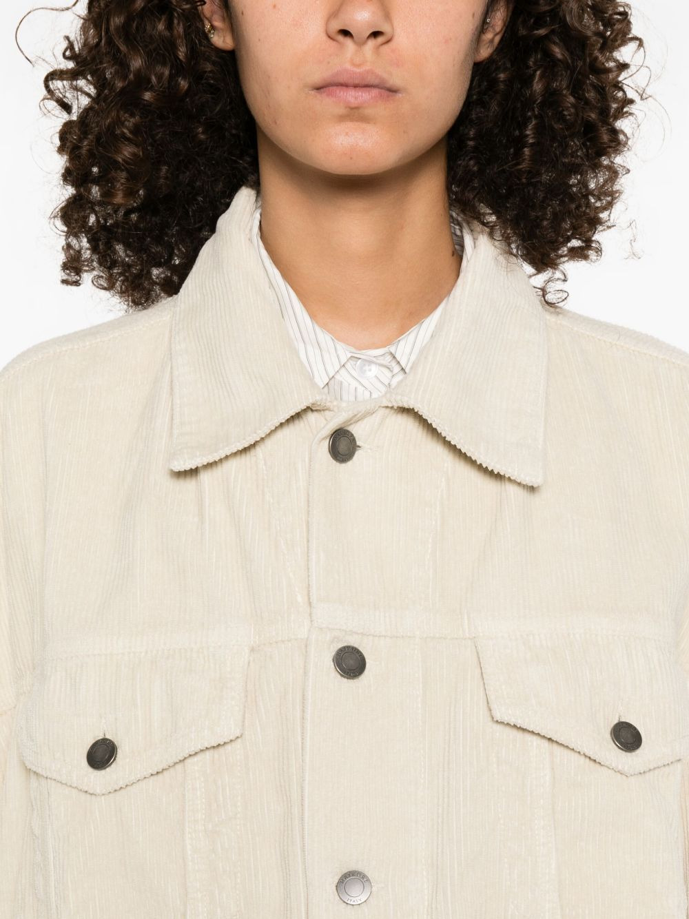 corduroy button-fastening jacket - 5