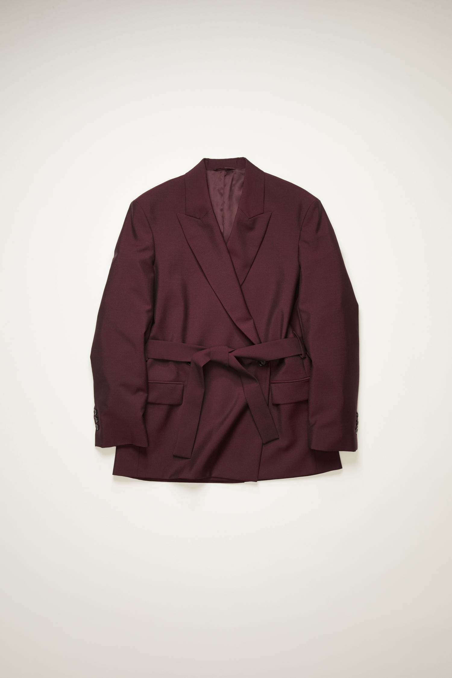 Double-breasted belted jacket aubergine/black - 5