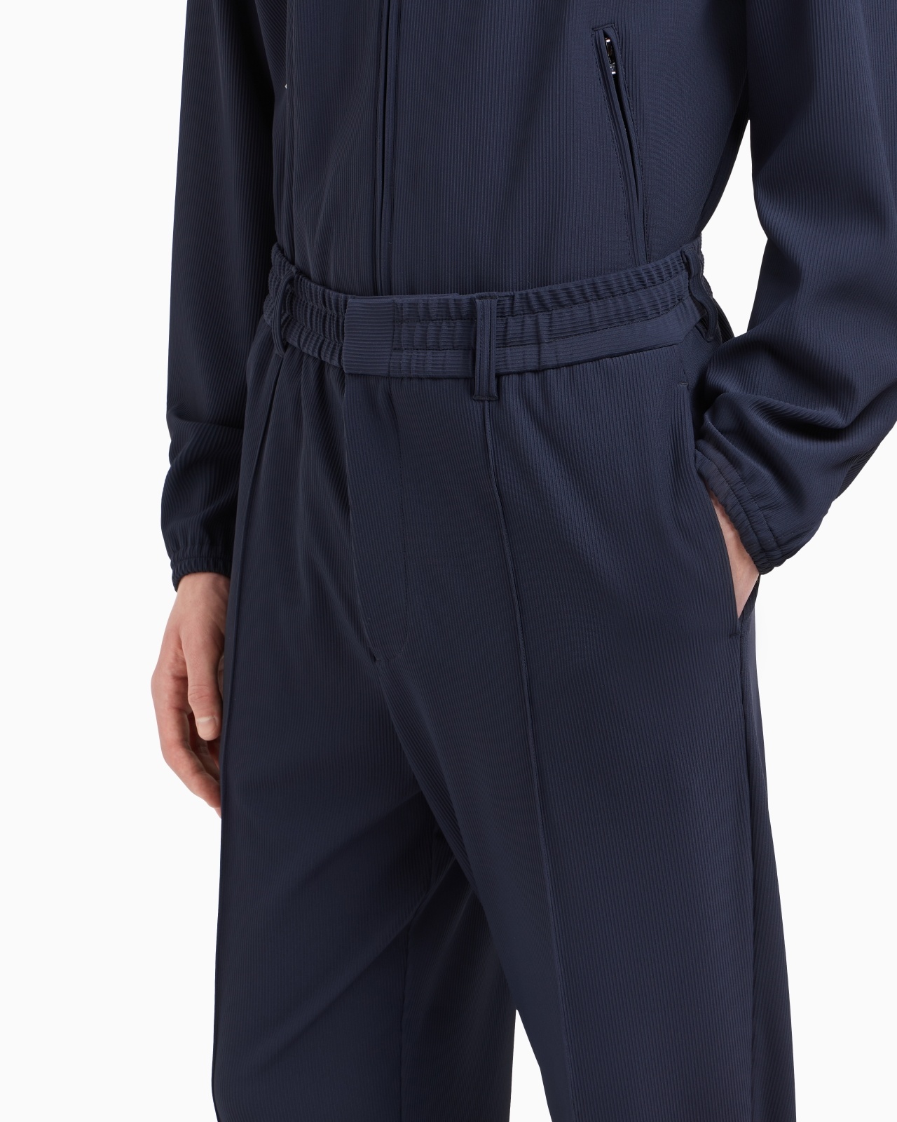 CANNETÉ-EFFECT STRETCH NYLON TROUSERS WITH RIBS - 5
