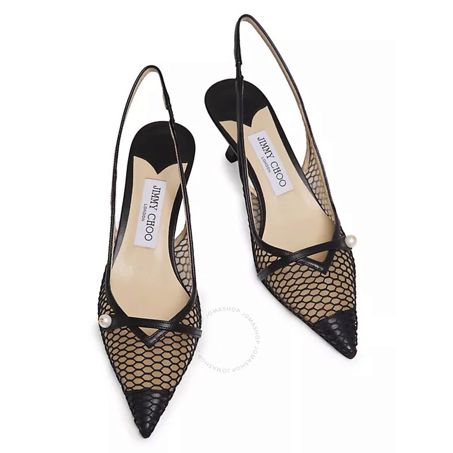 Jimmy Choo Amita 45 Mesh & Leather Slingbacks - 4