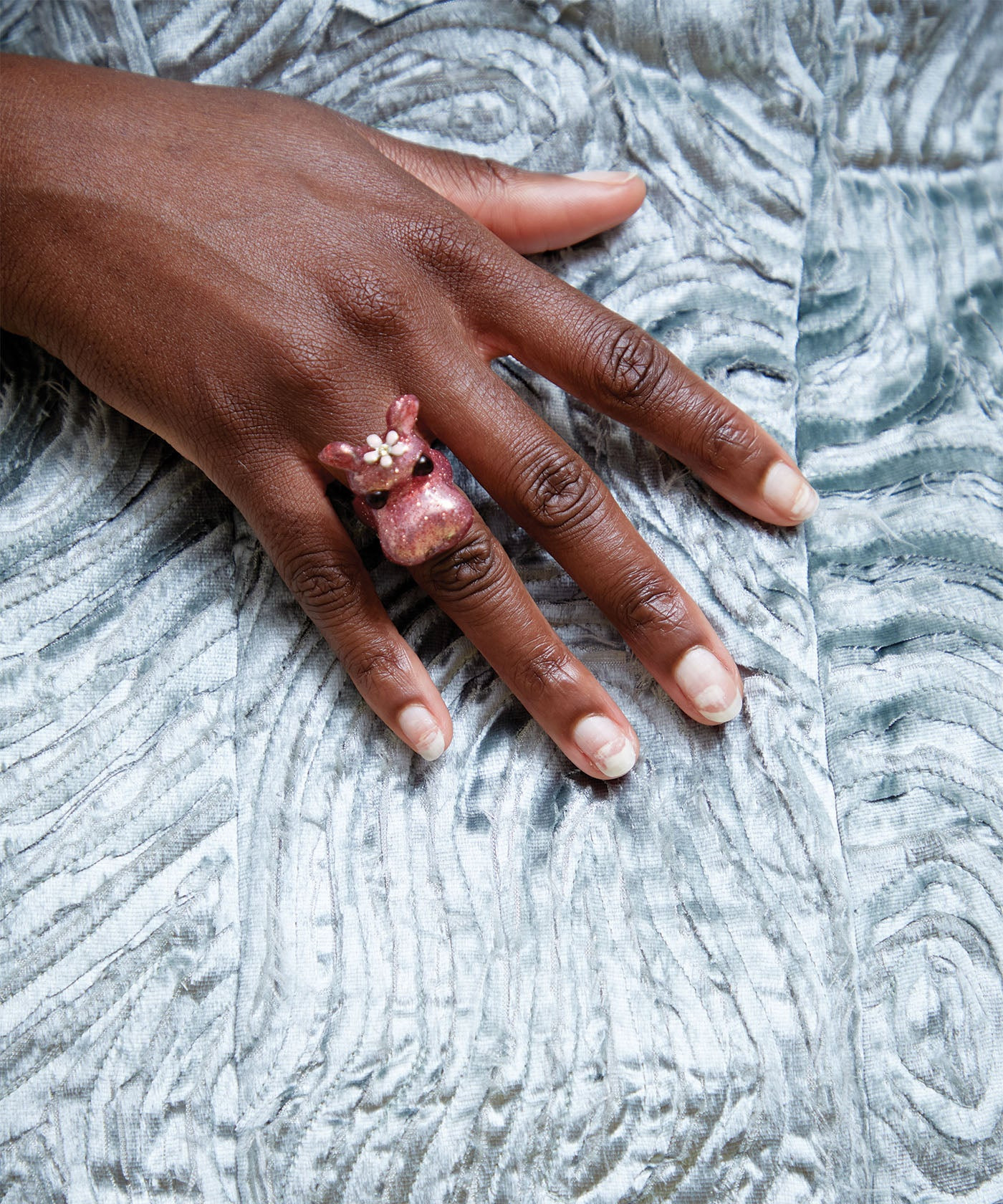 PINK GLITTER HIPPO RING - 2