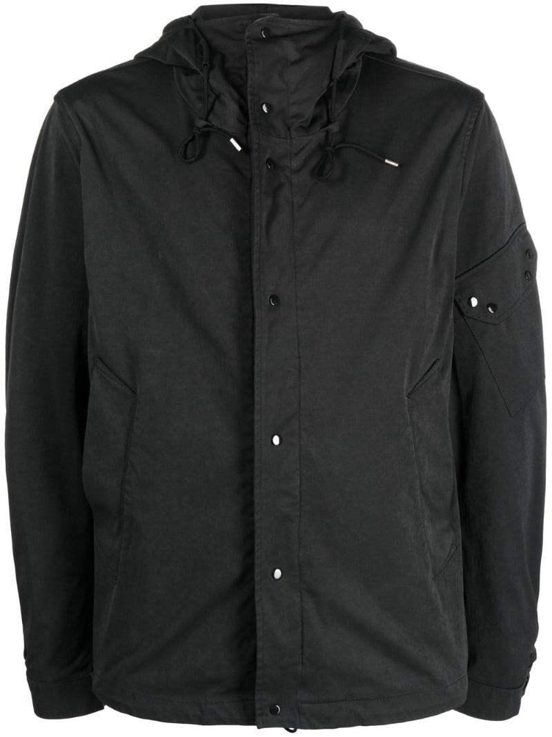 cotton plain hooded jacket - 1