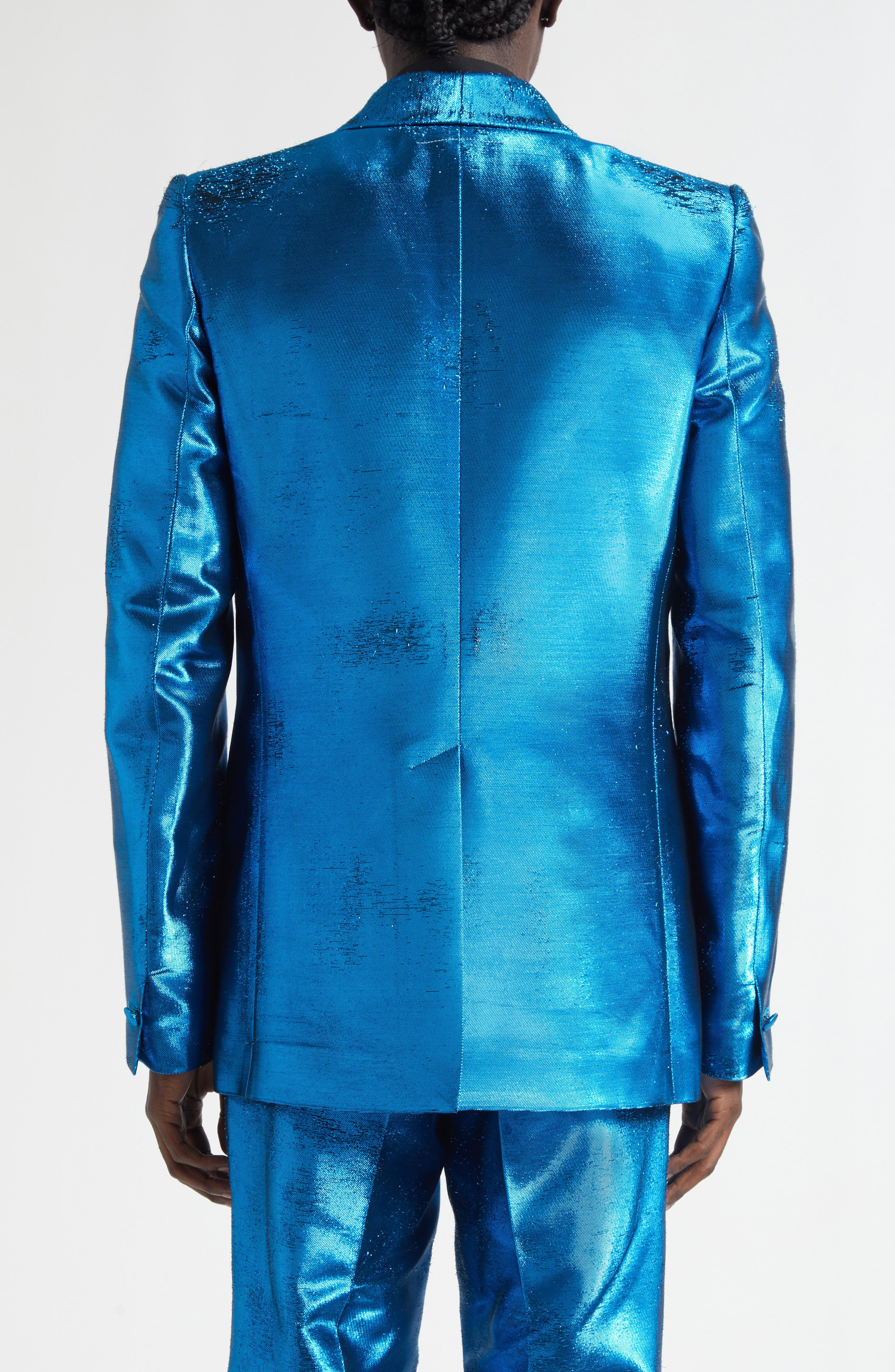 MM6 Maison Margiela Distressed Jacquard Suit Jacket in Blue at Nordstrom - 3