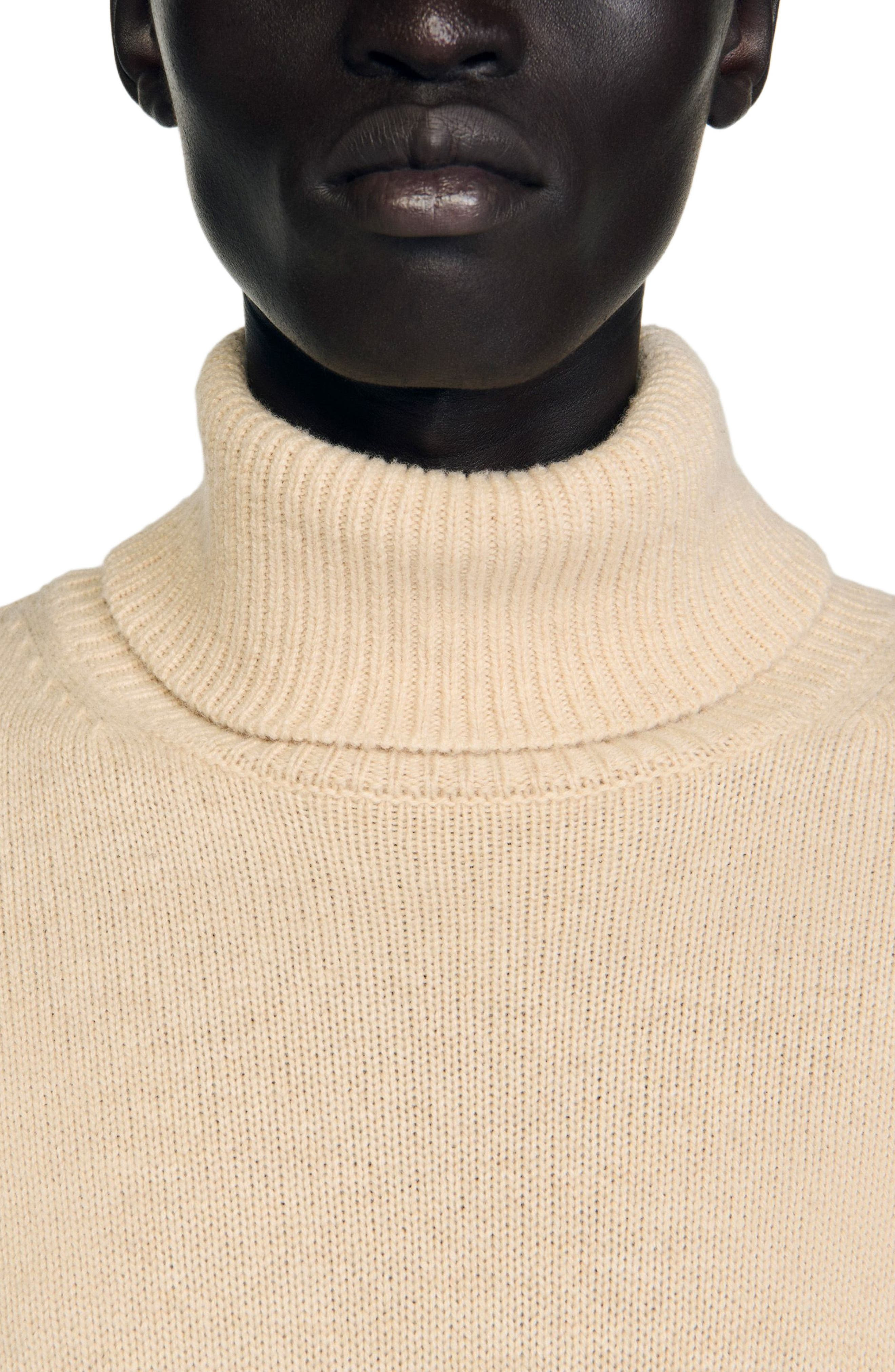 SANDRO Wool and cashmere turtleneck sweater in Beige at Nordstrom - 4