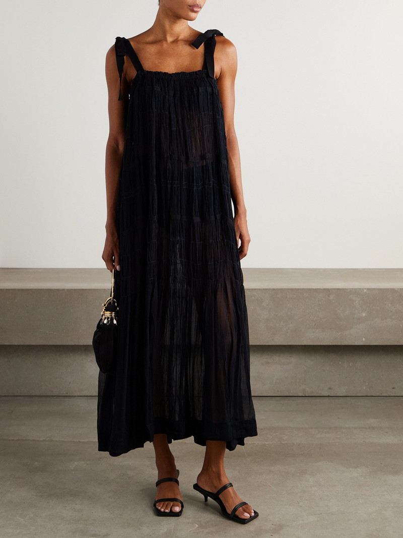 ALIX OF BOHEMIA Emrys Striped Smocked Chiffon Midi Dress outlook