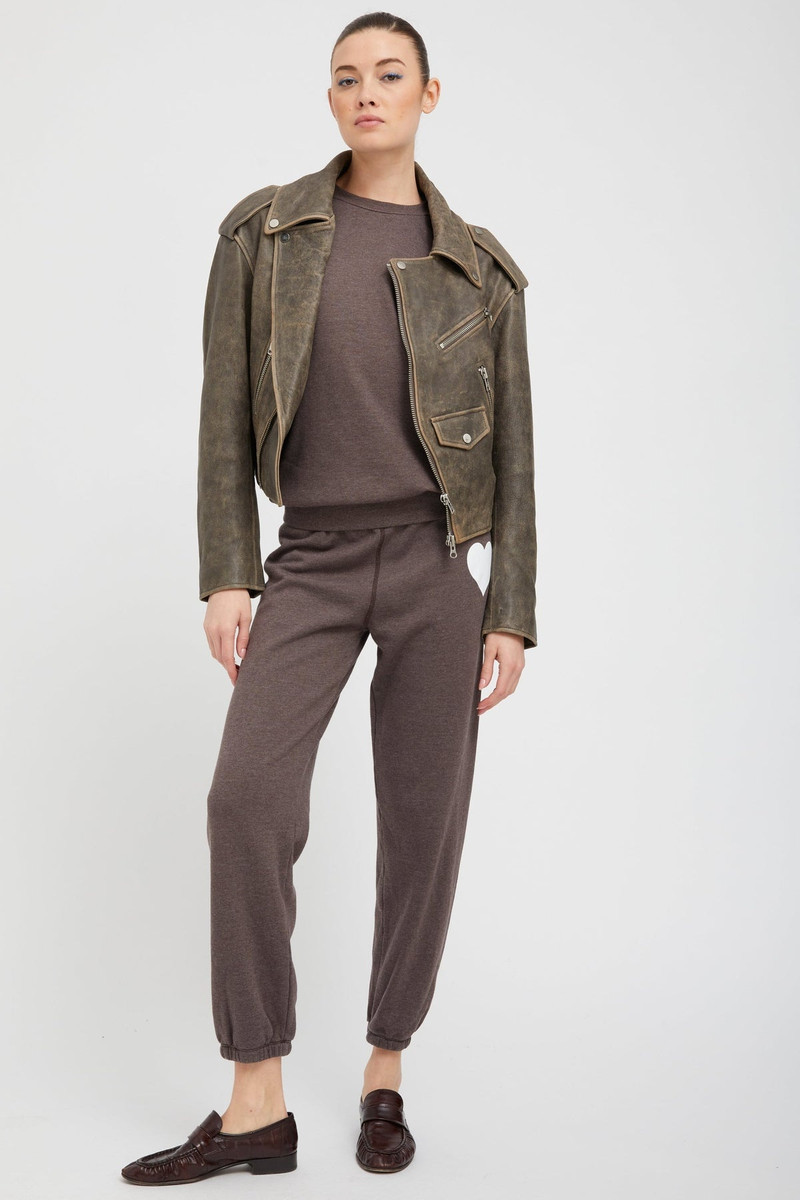 SPRWMN GREY LEATHER BIKER JACKET outlook