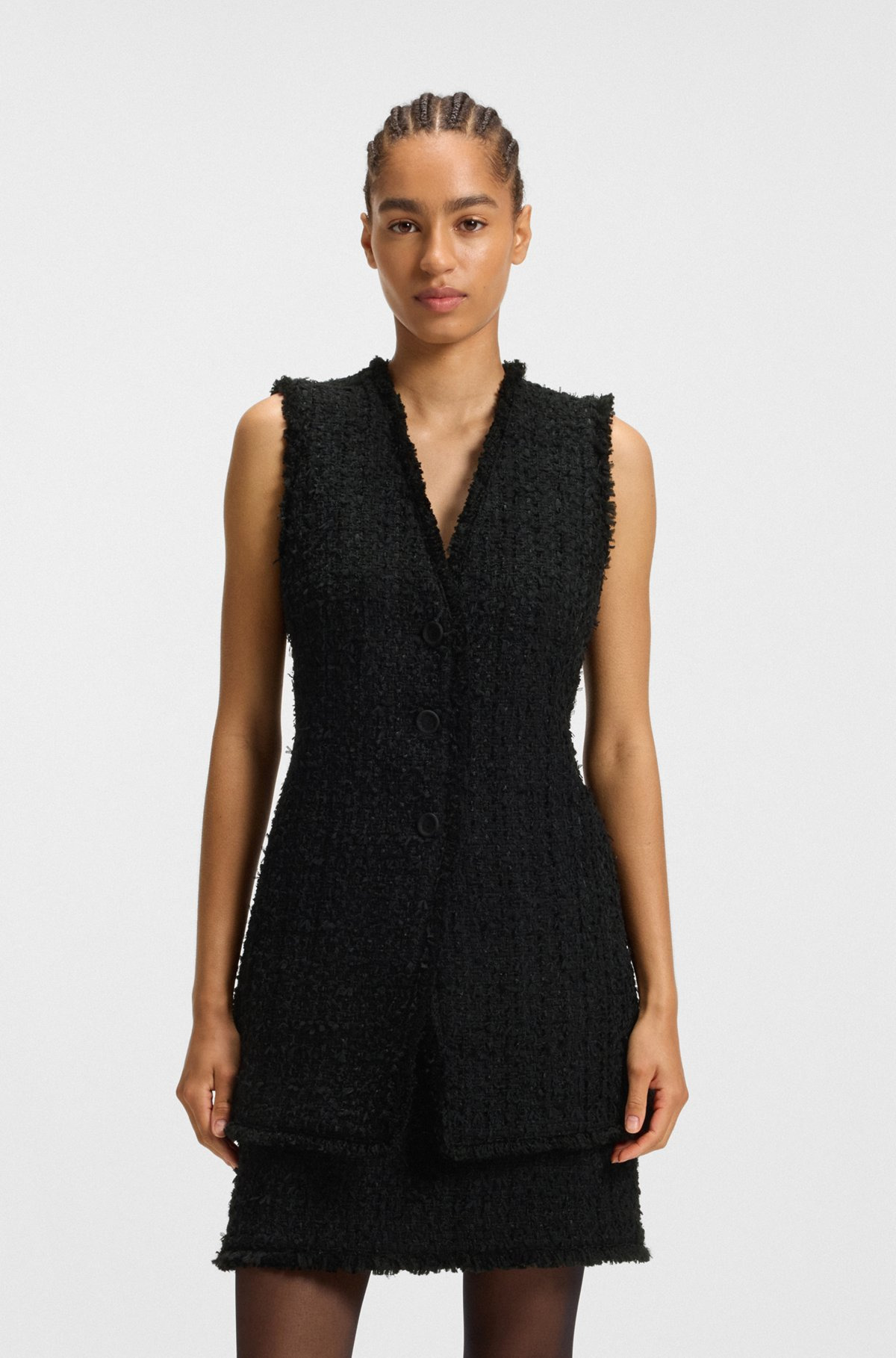 SLEEVELESS REGULAR-FIT BLAZER IN VELVET TWEED - 2