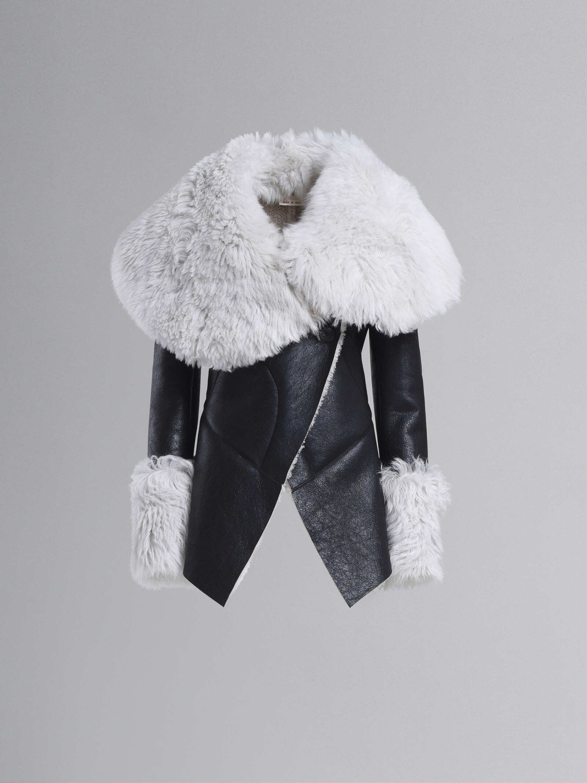 BLACK SHEARLING JACKET - 1