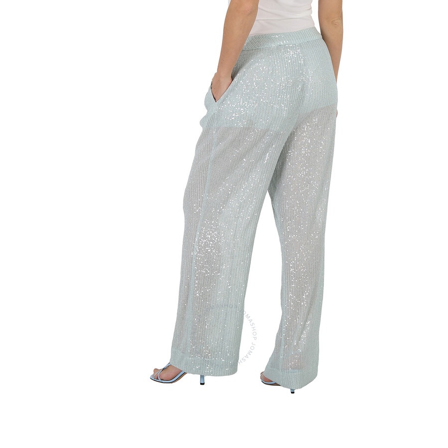 Rotate Ladies Wan Blue Transparent Sequins Trousers - 6