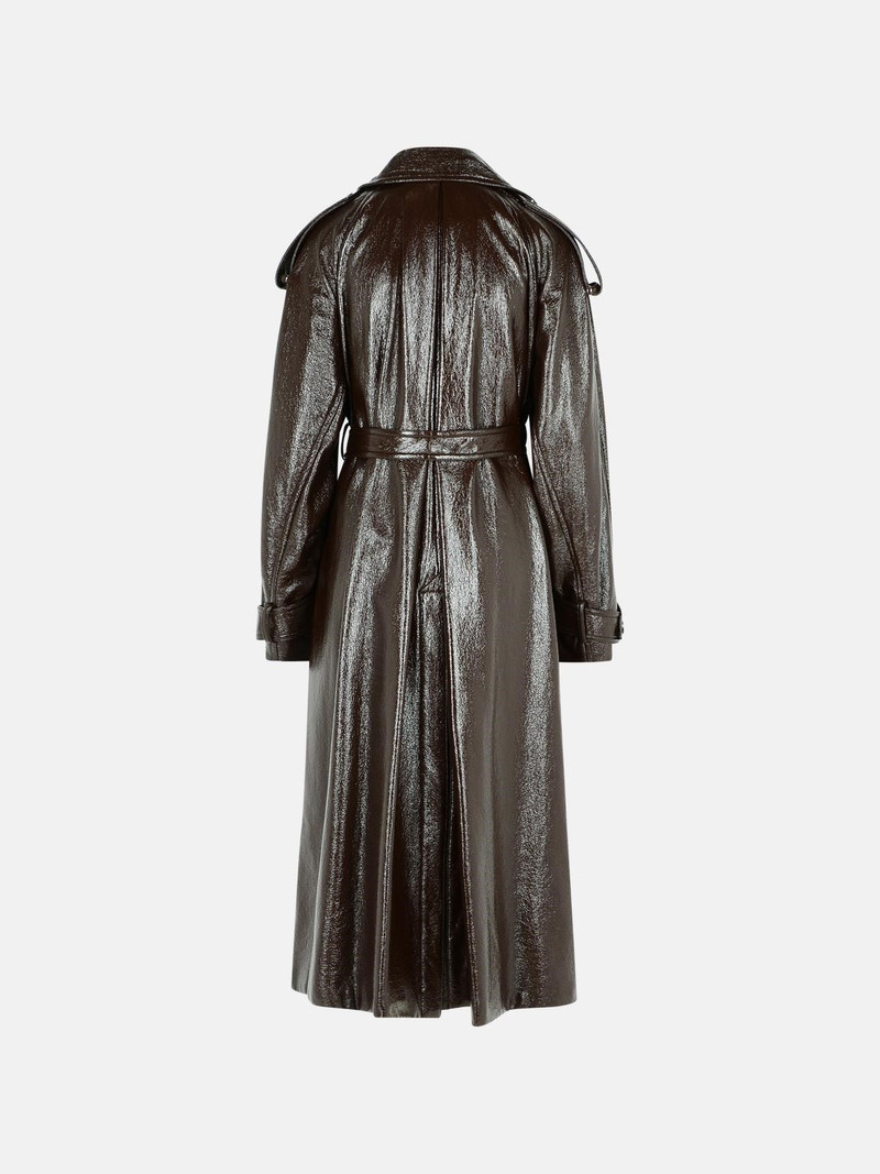 Sportmax LONG 'BAIRO' PATENT EFFECT TRENCH COAT IN COFFEE COTTON outlook
