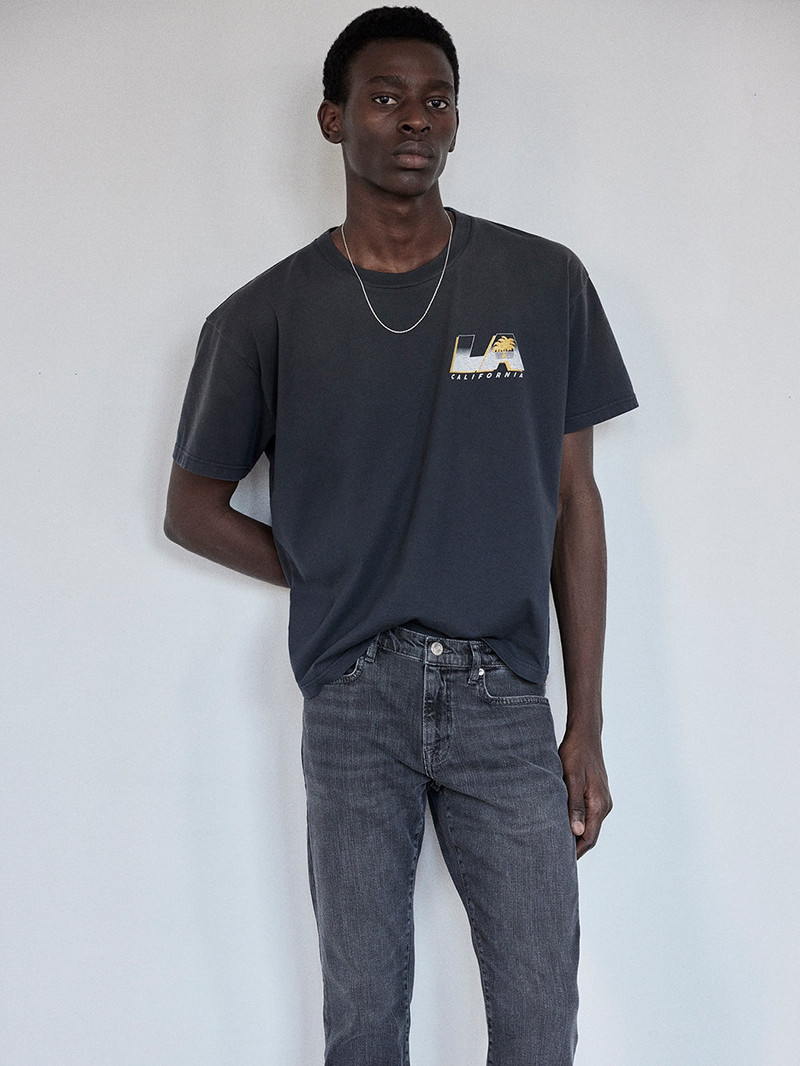 Boxy Vintage Print Tee in Washed Black 4