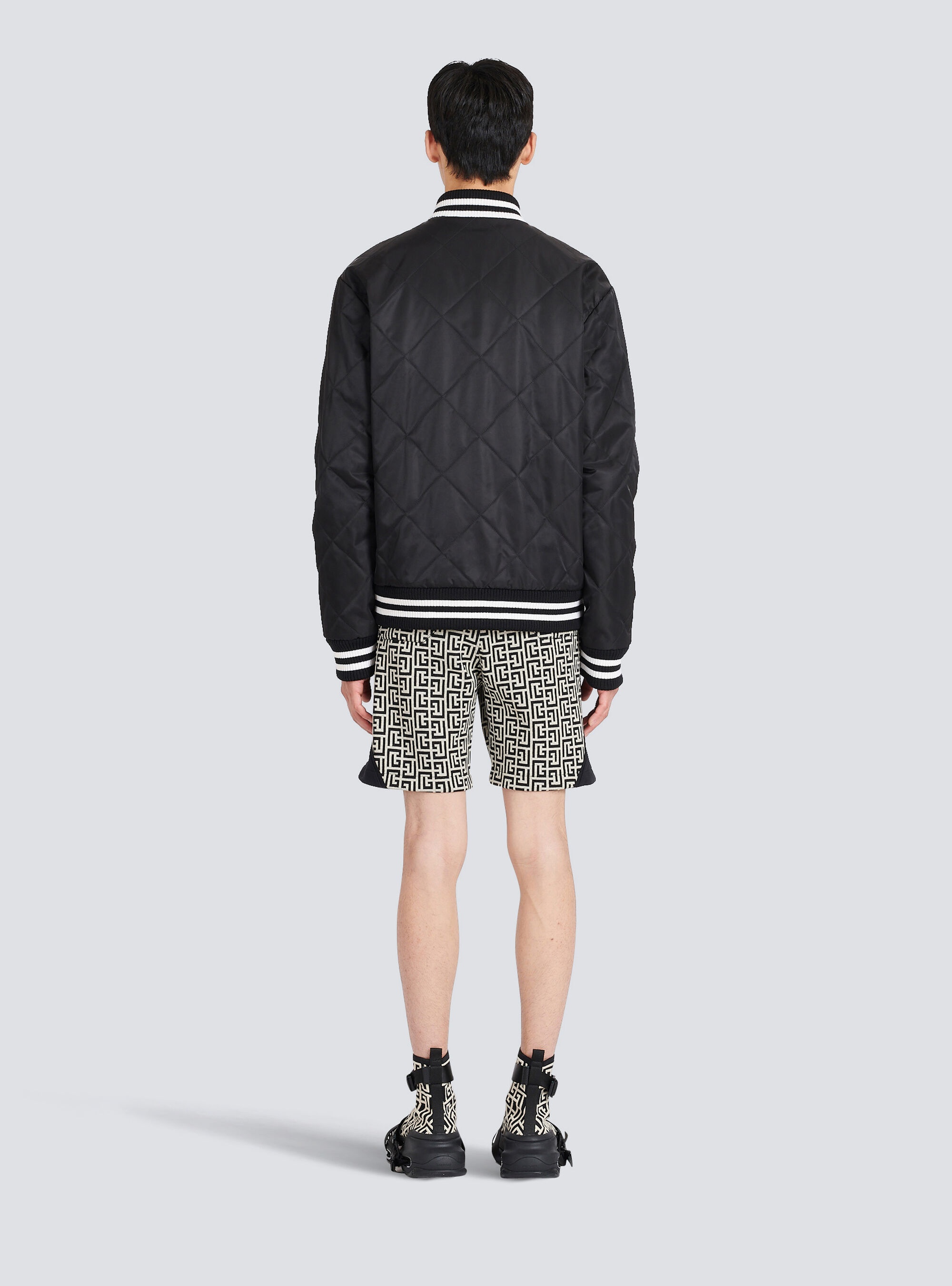 Reversible nylon bomber jacket with maxi monogram - 4