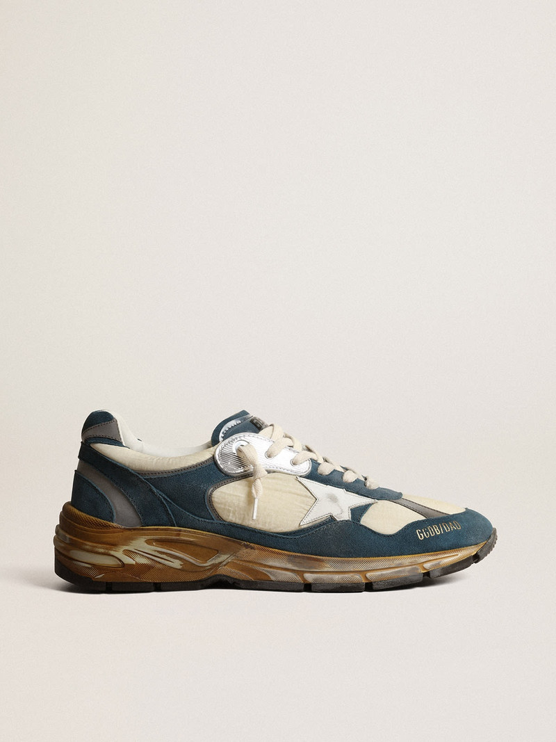 Men’s Dad-Star in petrol-blue suede with white leather star - 1