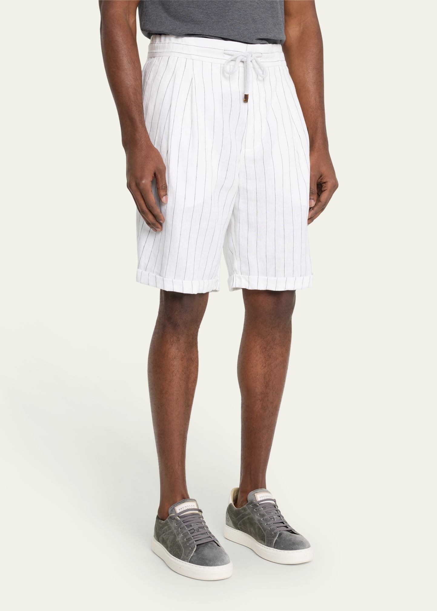 Men's Stripe Linen Bermuda Shorts - 4