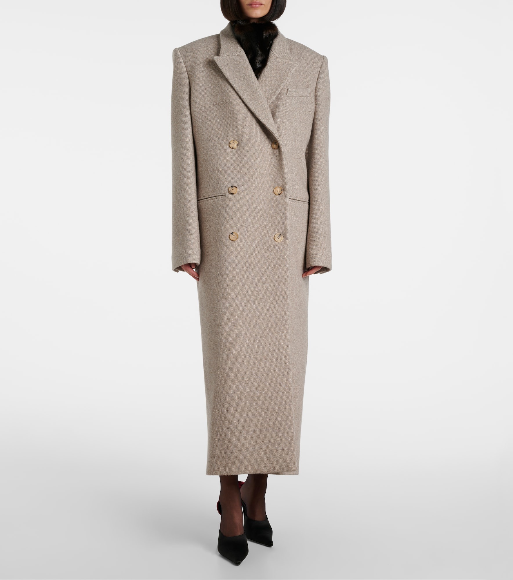 Double-breasted wool-blend coat - 2
