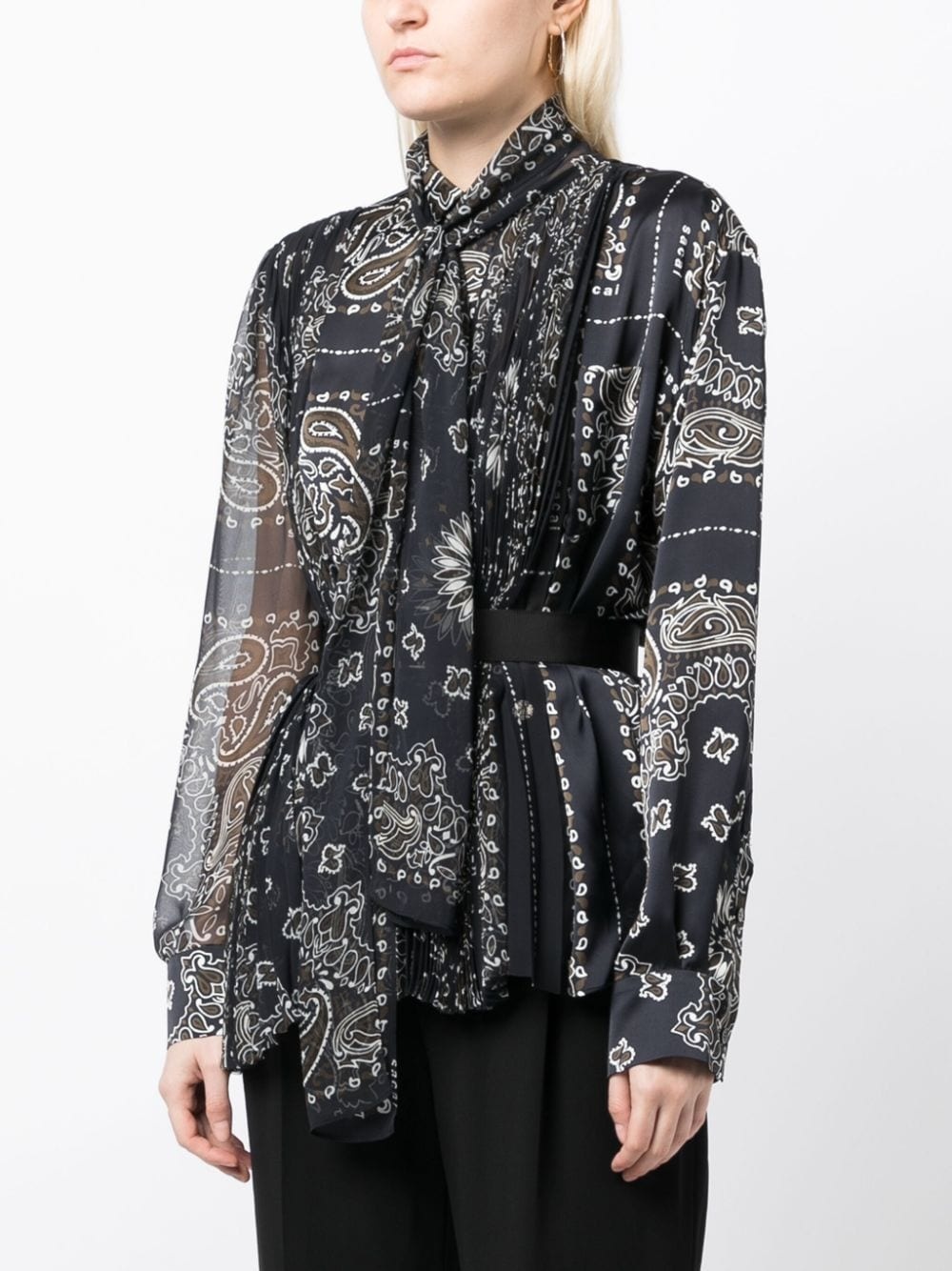 bandana-print belted blouse - 3