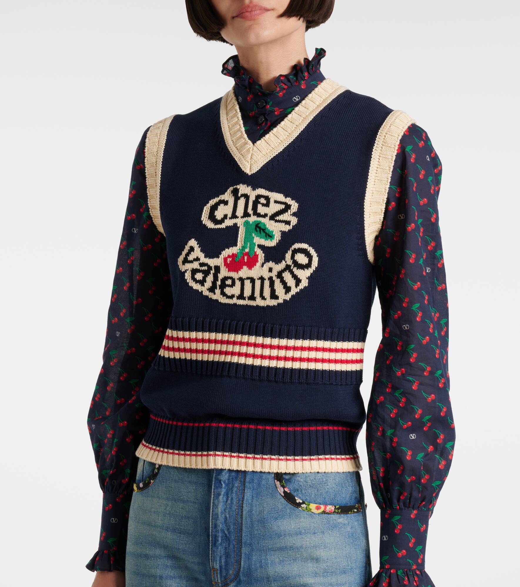 Chez Valentino cotton sweater vest - 5
