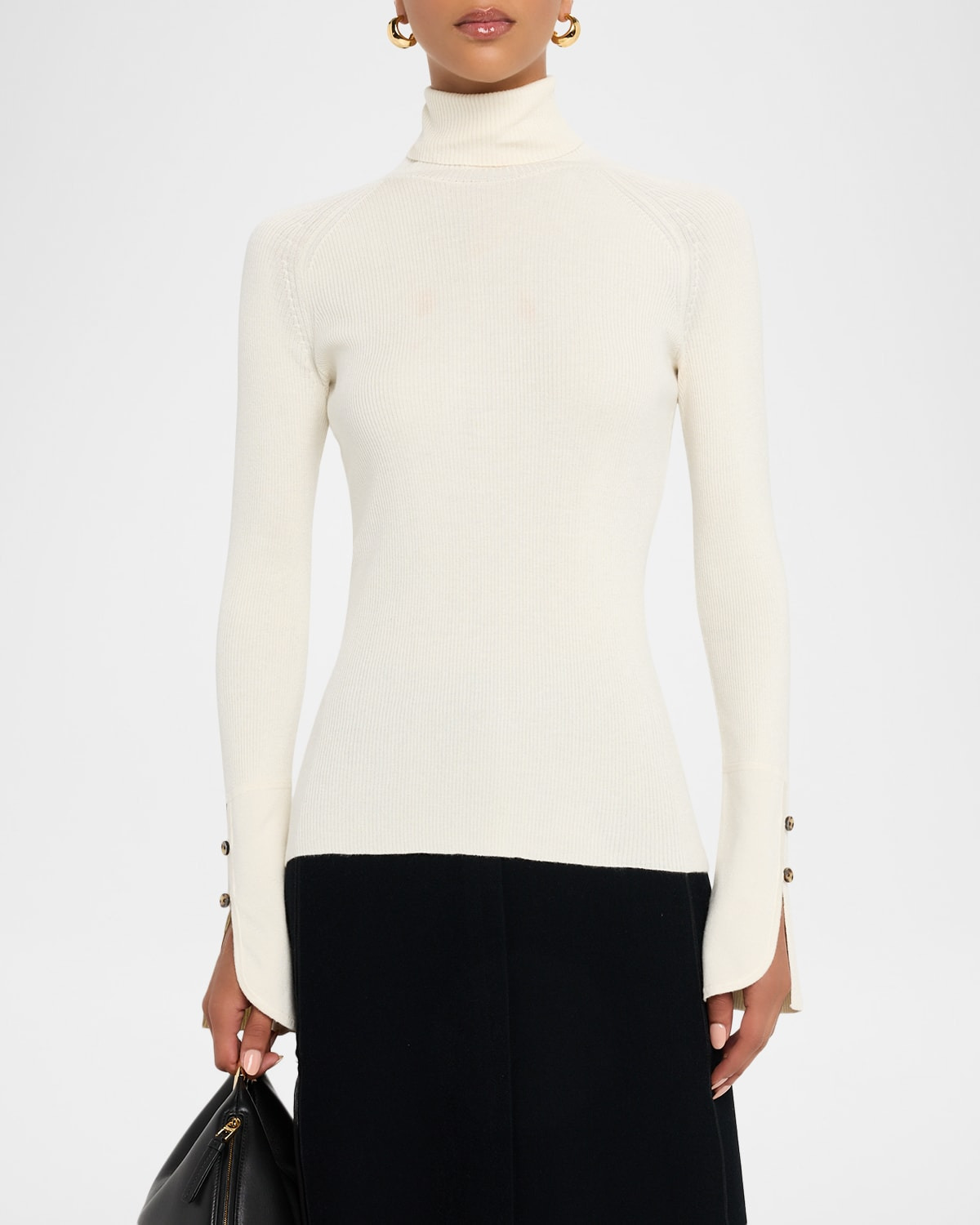 Belle Ribbed Silk Cashmere Turtleneck - 4