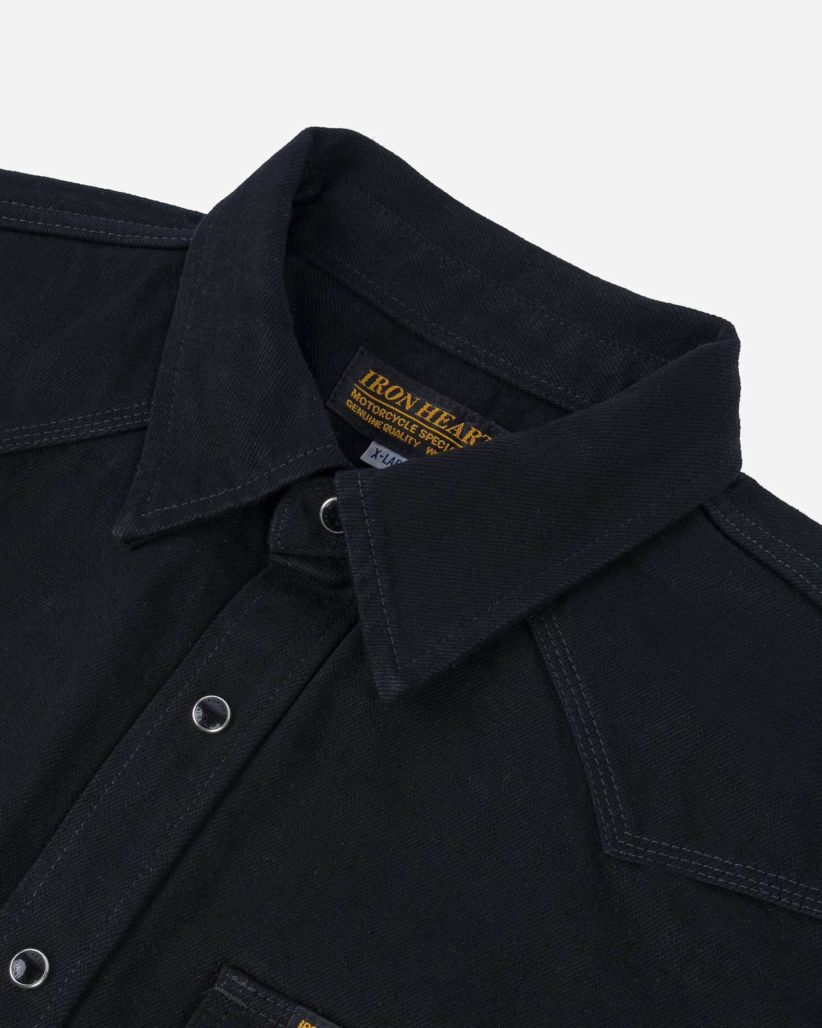 IHSH-IHxDM-01 Iron Heart x DicE 12oz Selvedge Denim Embroidered Western Shirt "The Johnny Cash III"  - 5