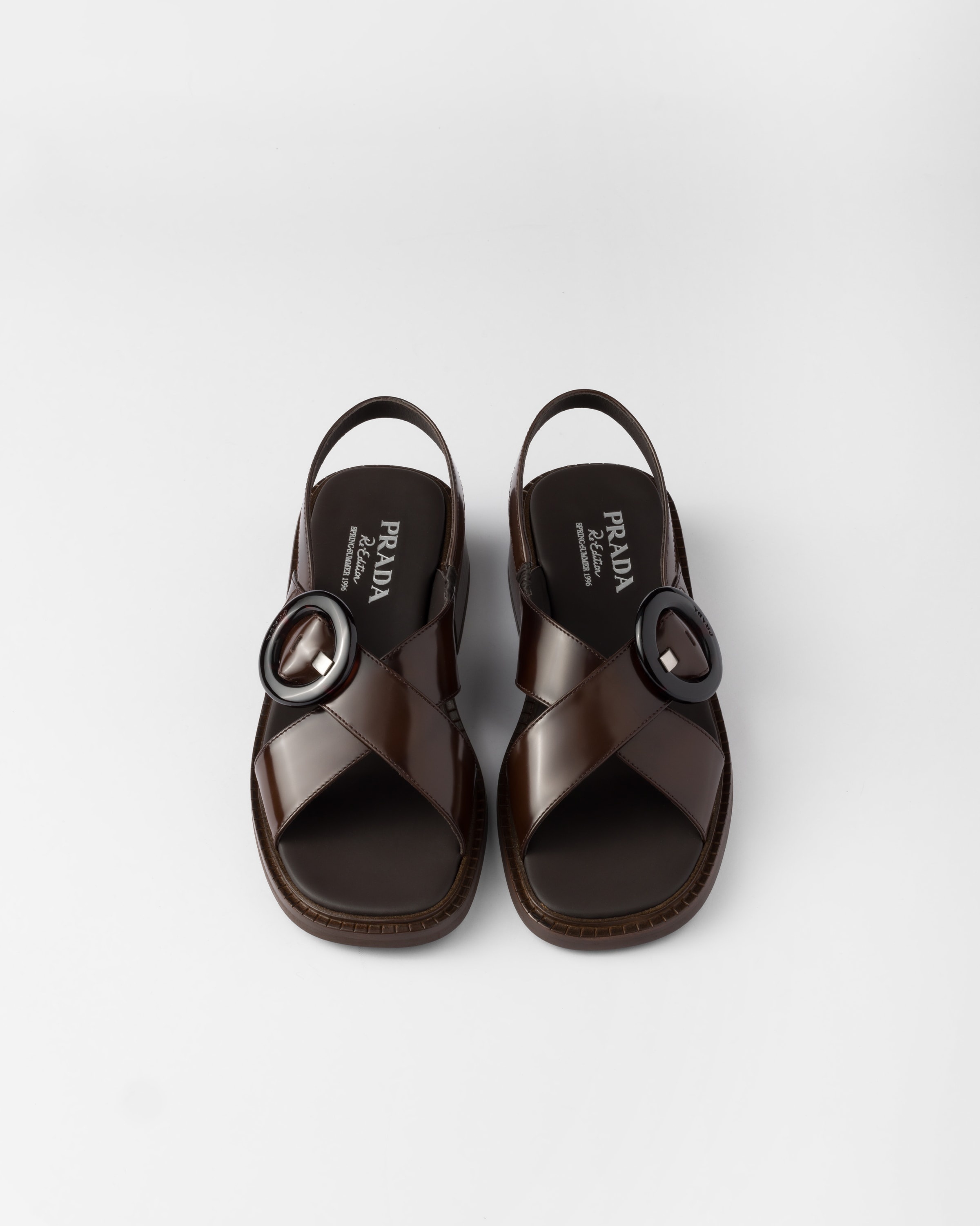 Brushed leather sandals with buckle - 4