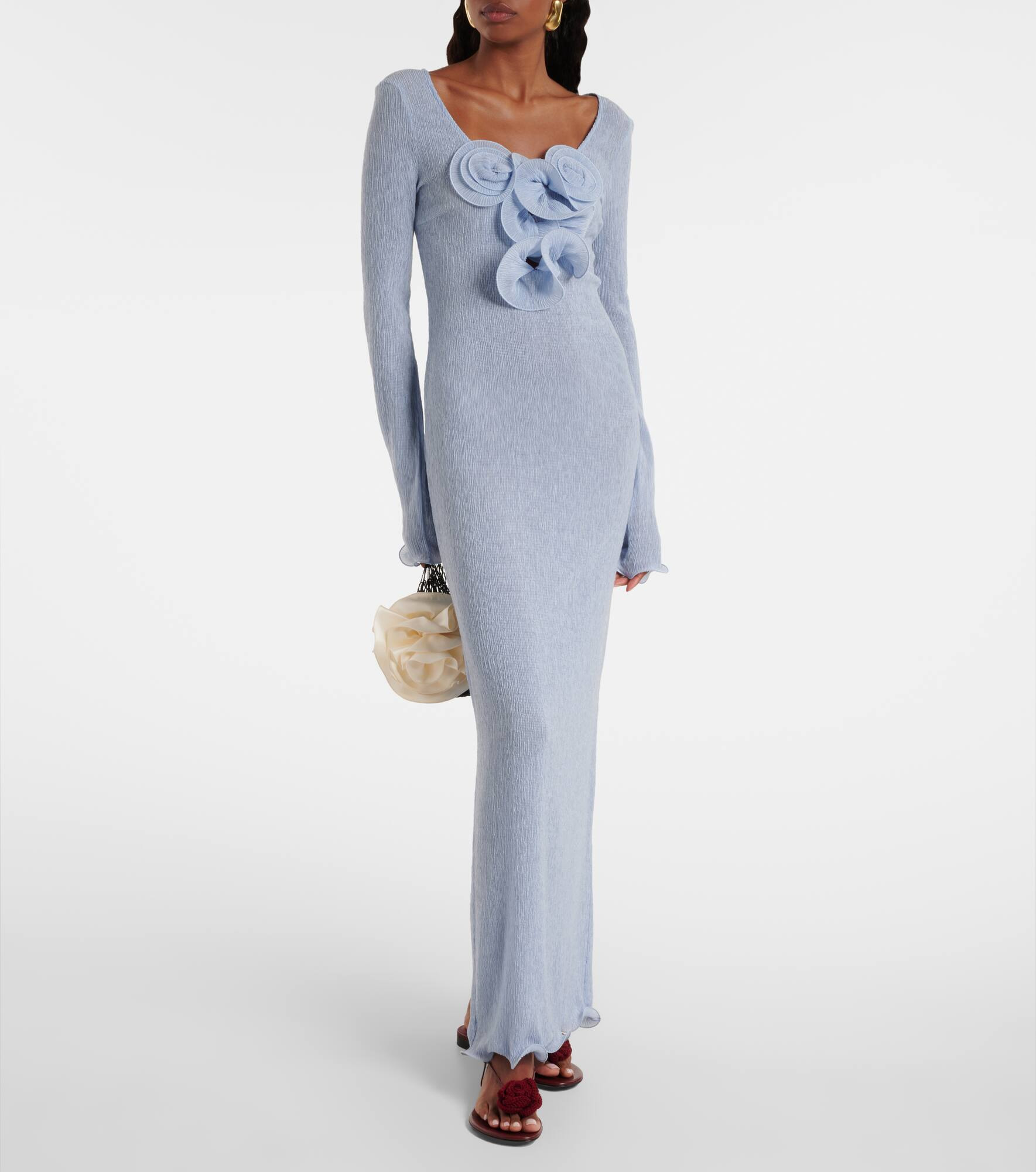 Floral-appliqué maxi dress - 2
