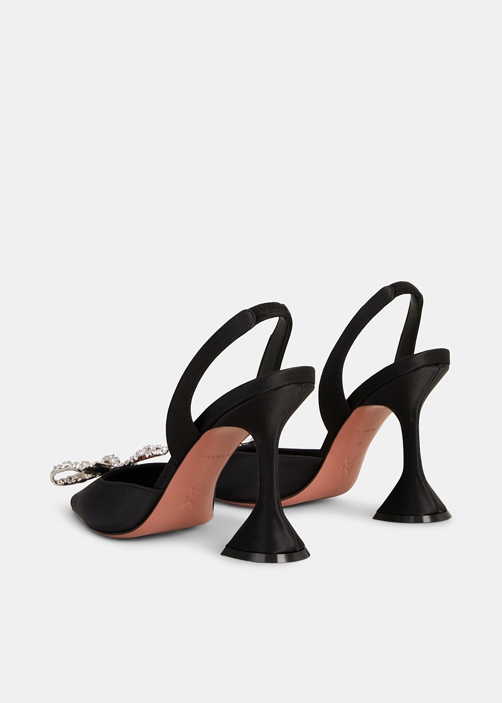 Black Satin Rosie Slingback Heels - 3