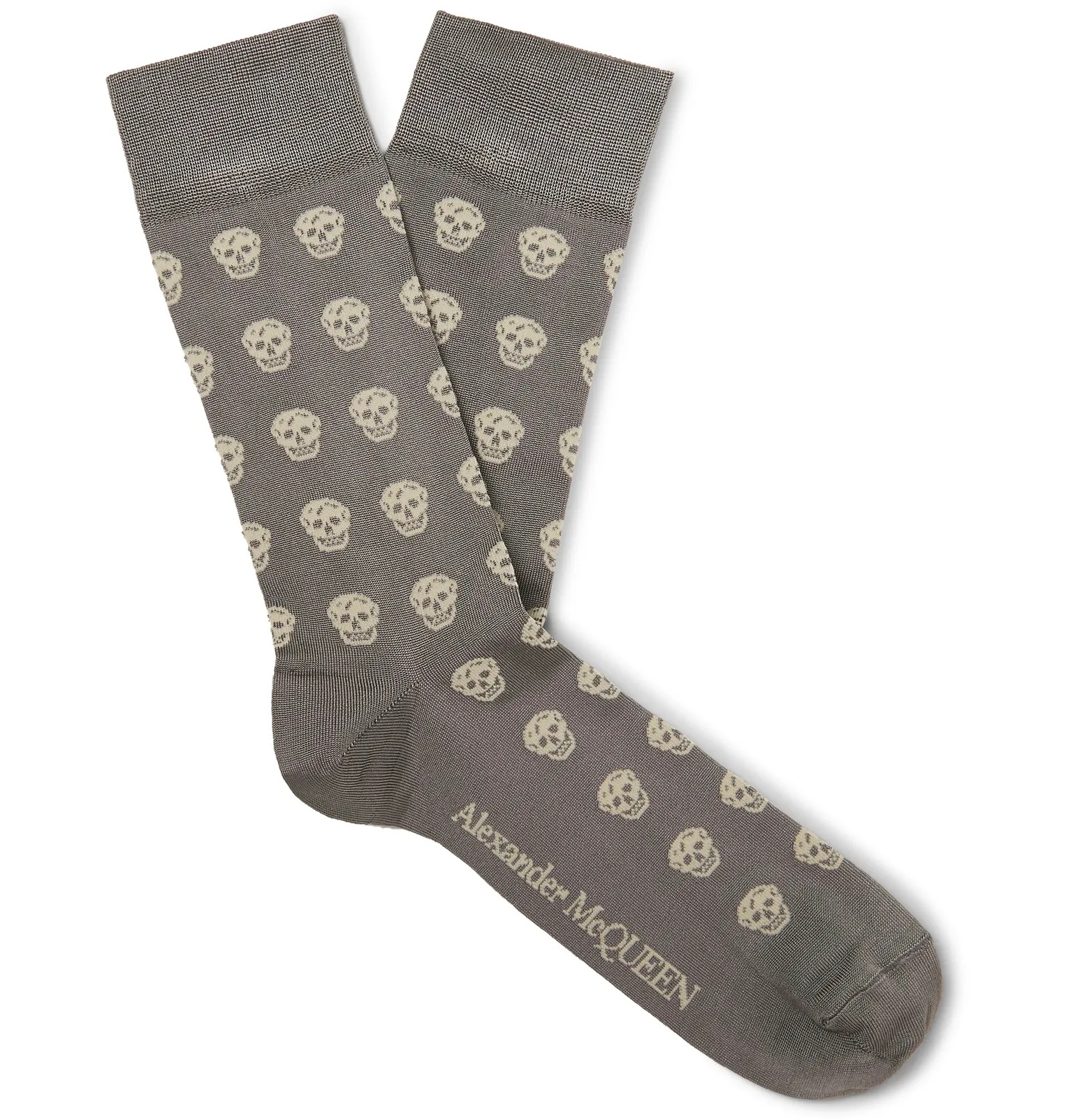 Logo-Intarsia Stretch Silk-Blend Socks - 1