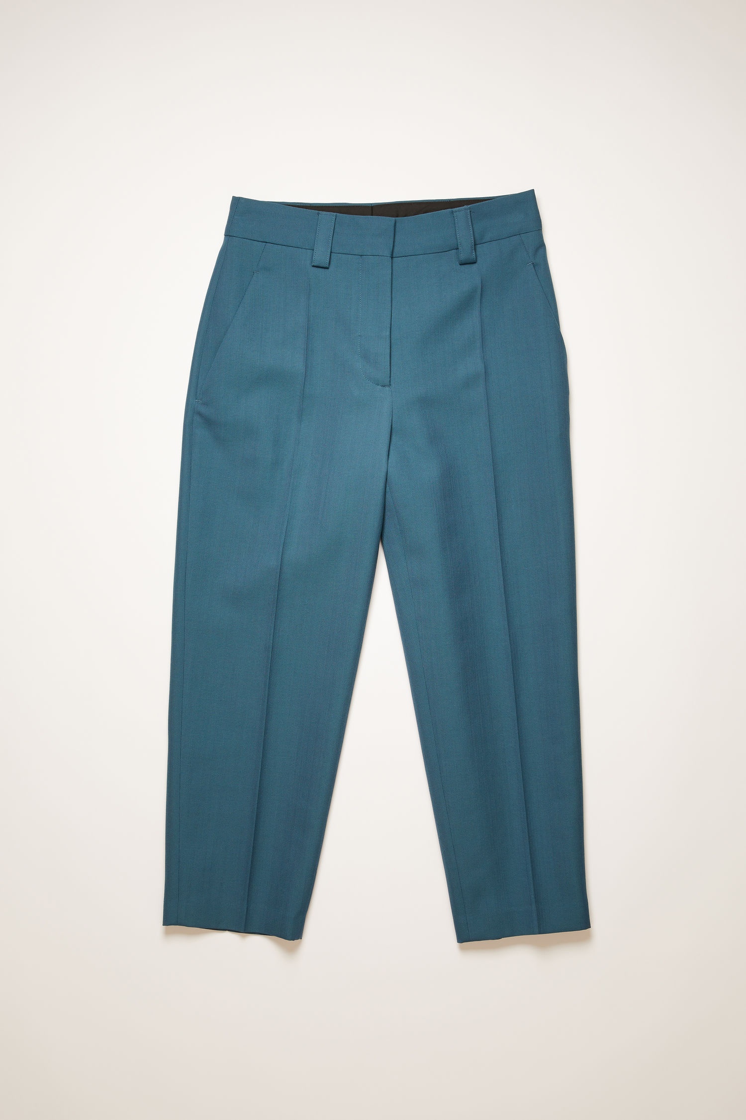 Tapered wool-blend trousers teal blue - 1