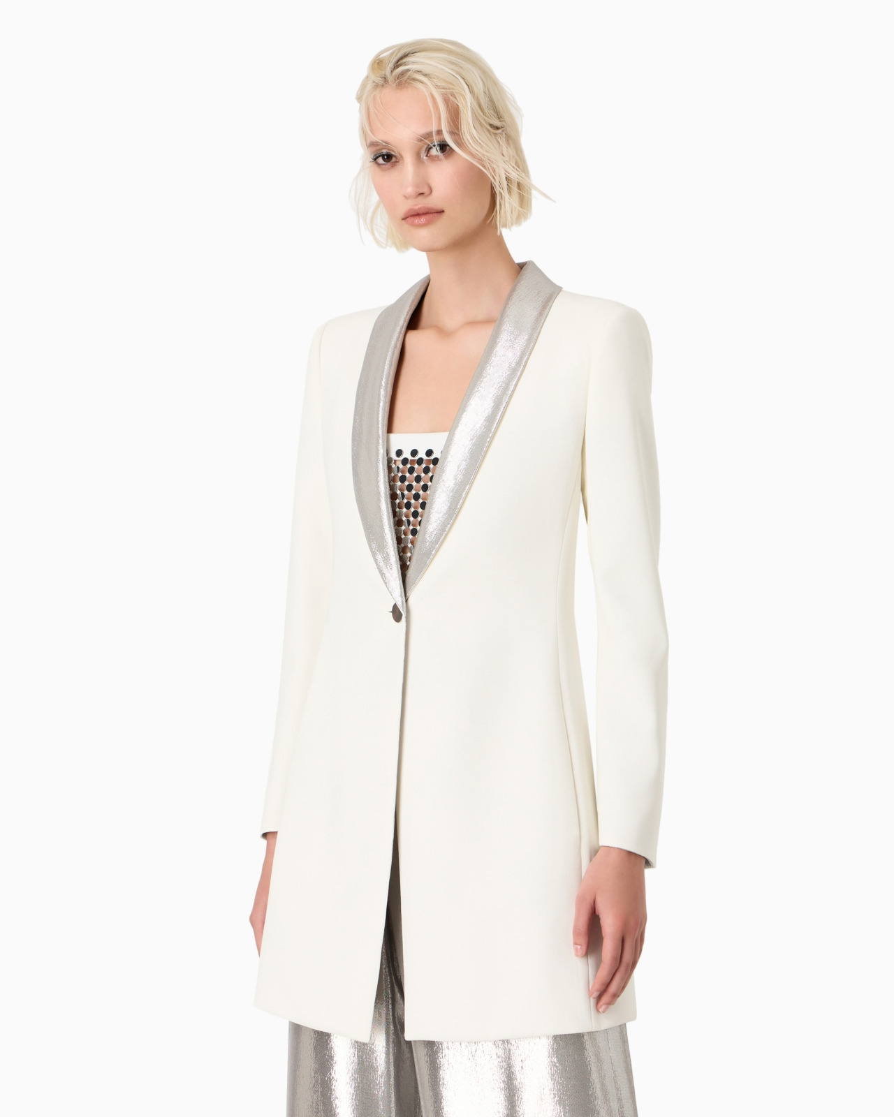 Long single-breasted jacket in viscose and wool gabardine - 2