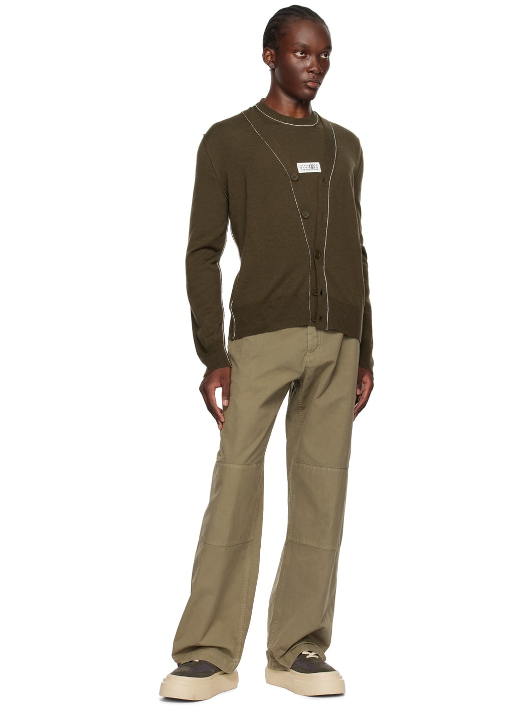 Khaki Virgin Wool Cardigan - 4