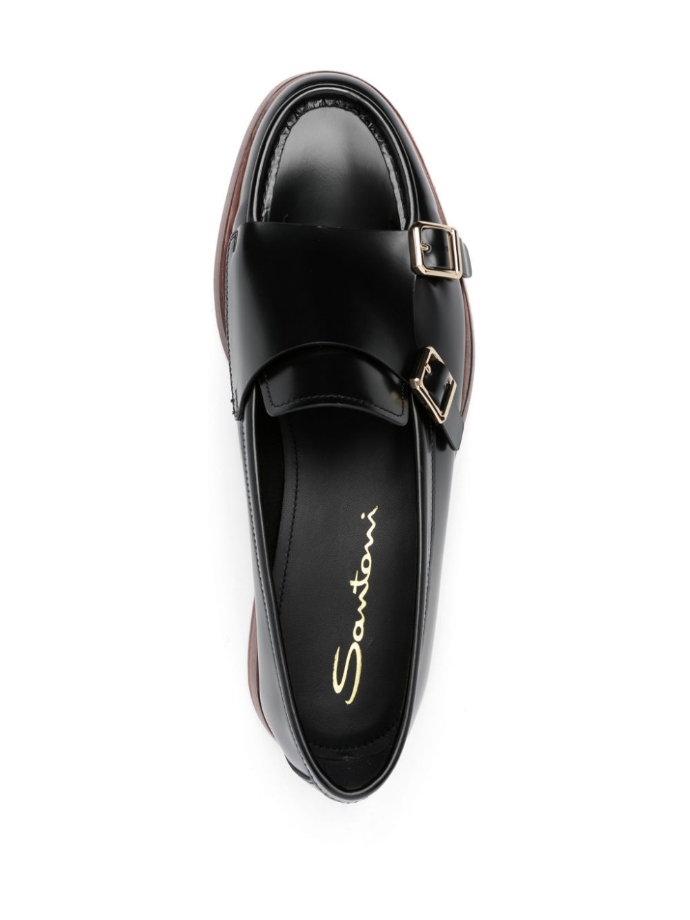 double-buckle leather loafers - 4