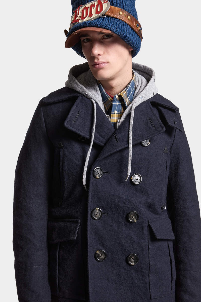 FELTED WOOL PEACOAT - 5