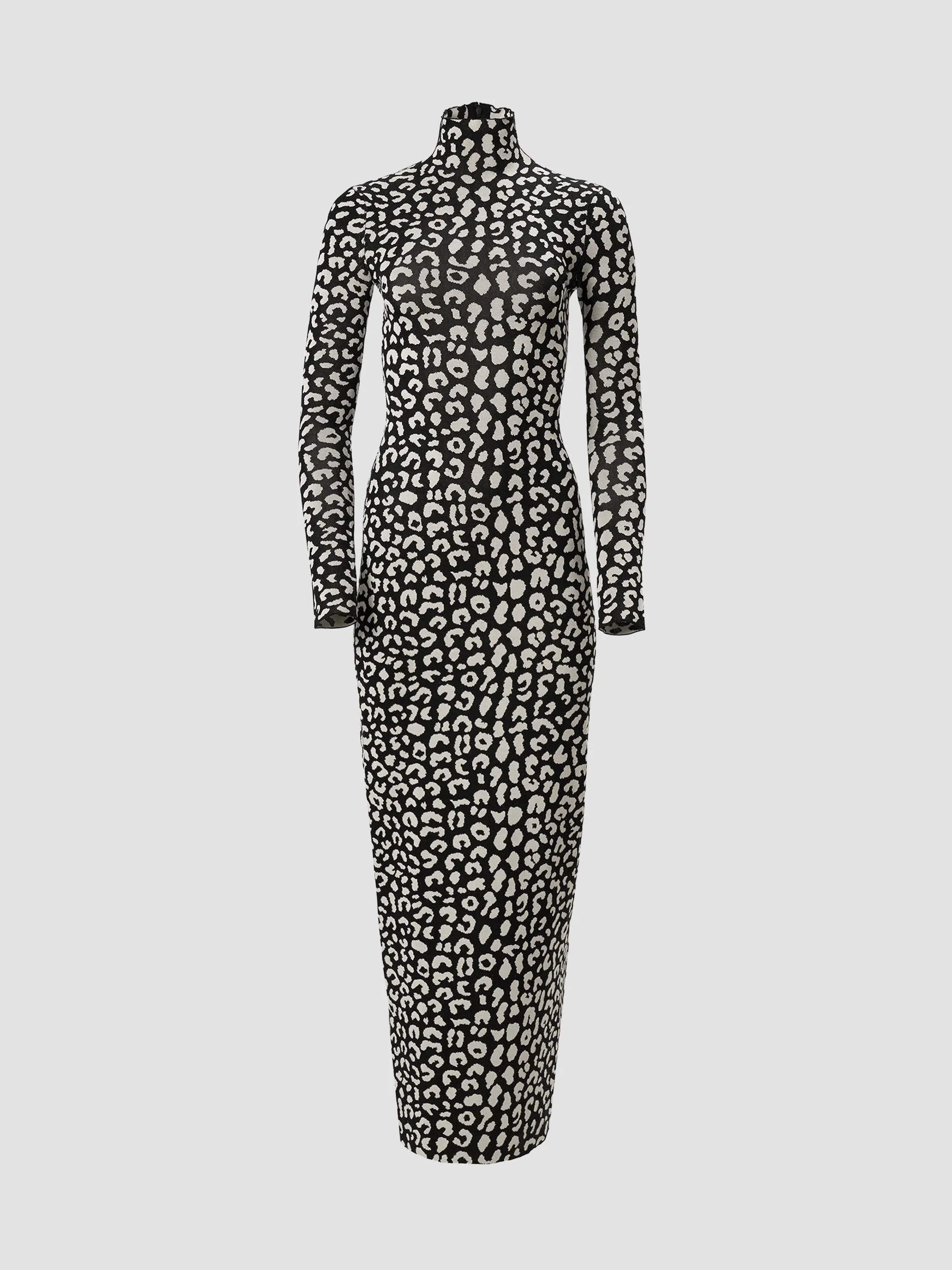 Women's Leopard Jacquard Silk-Blend Maxi Dress - Black Multi - 1