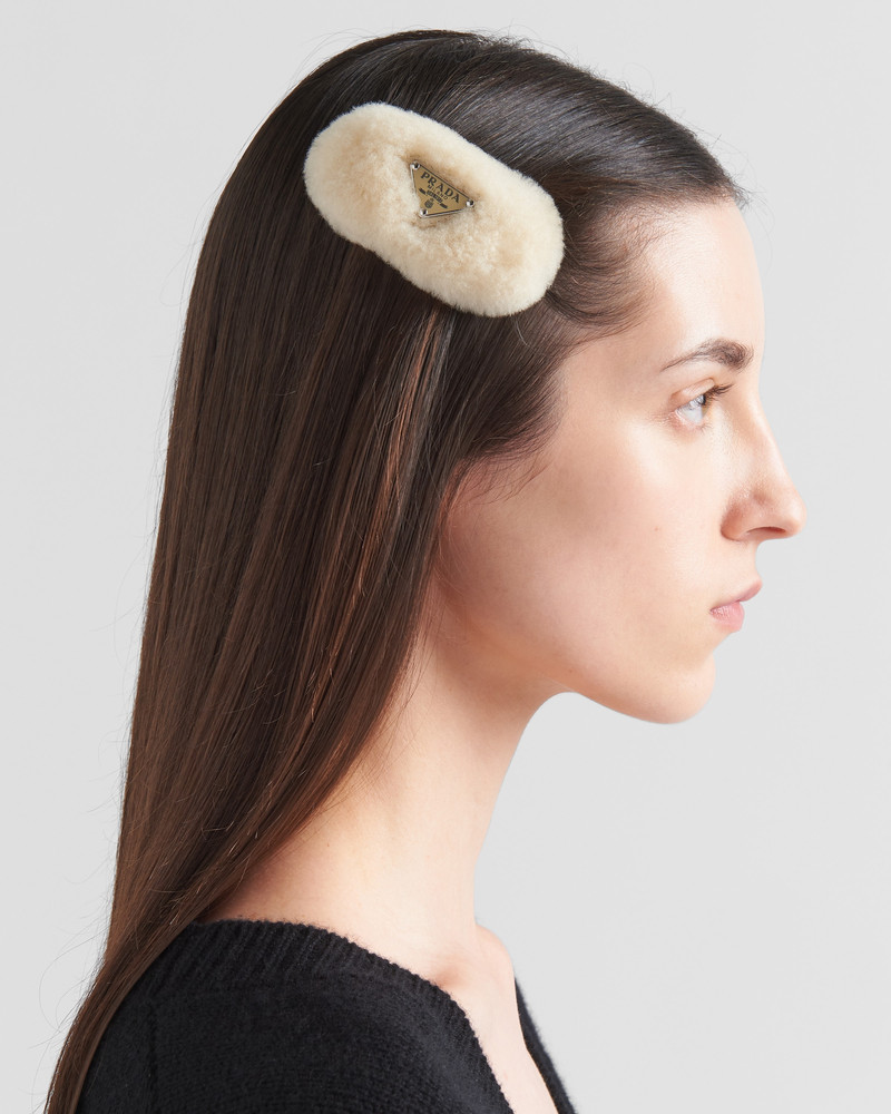 Prada Shearling hair clip outlook