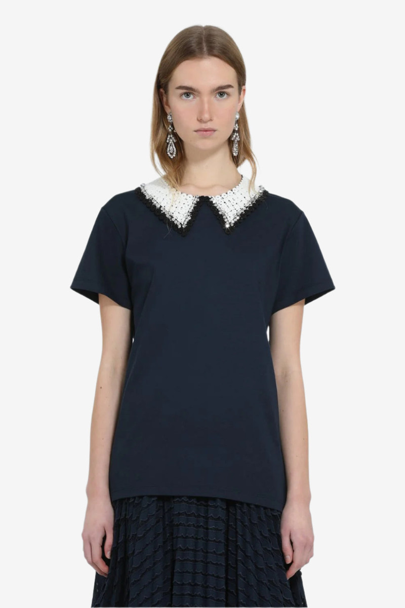 T-SHIRT WITH EMBROIDERED COLLAR 1