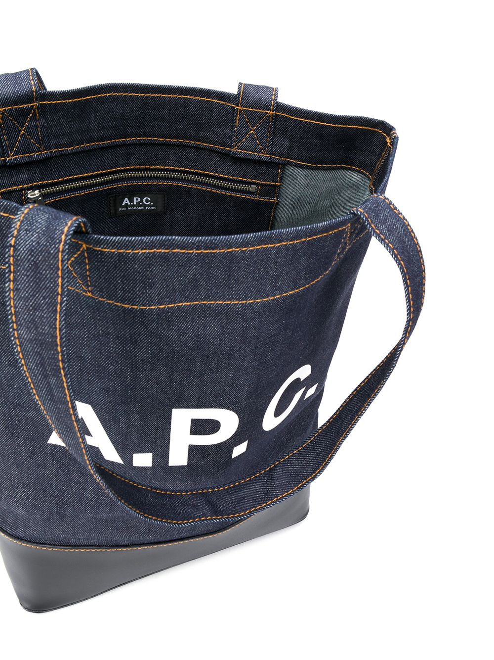 A.P.C. logo print denim tote - 2