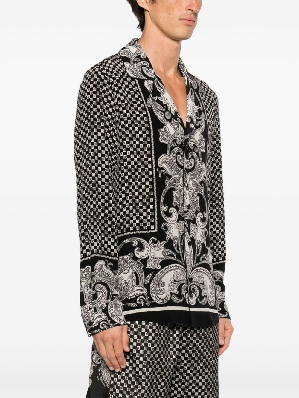 monogram-print silk shirt - 3