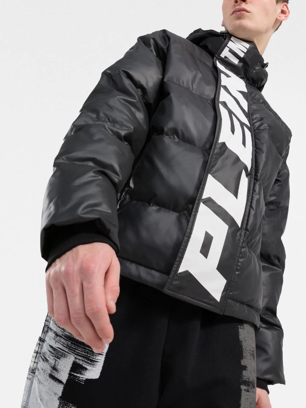 logo-print hooded padded jacket - 3