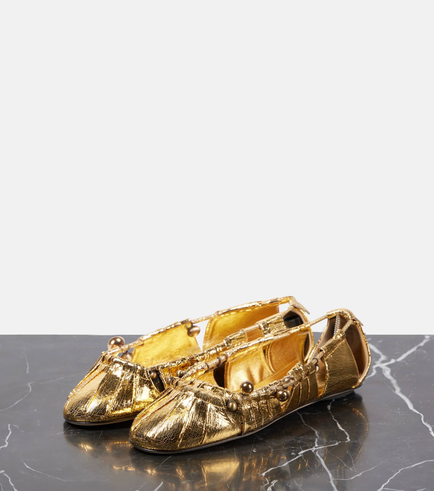 Luna cutout metallic leather ballet flats - 4