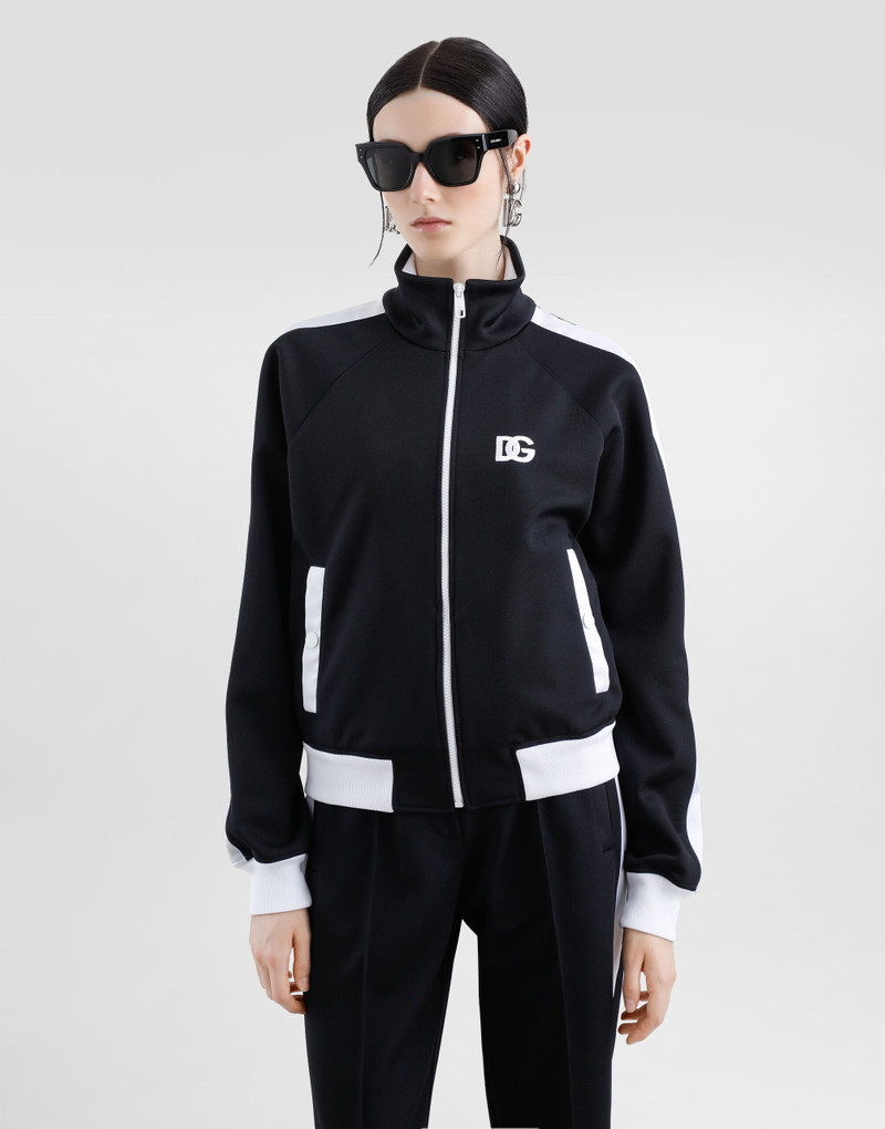 Zip-up triacetate sweatshirt with DG logo embroidery 4